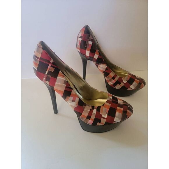 Carlos Santana Women's Multicolor Plaid Platform Stiletto Pumps Size 9 - Picture 2 of 7